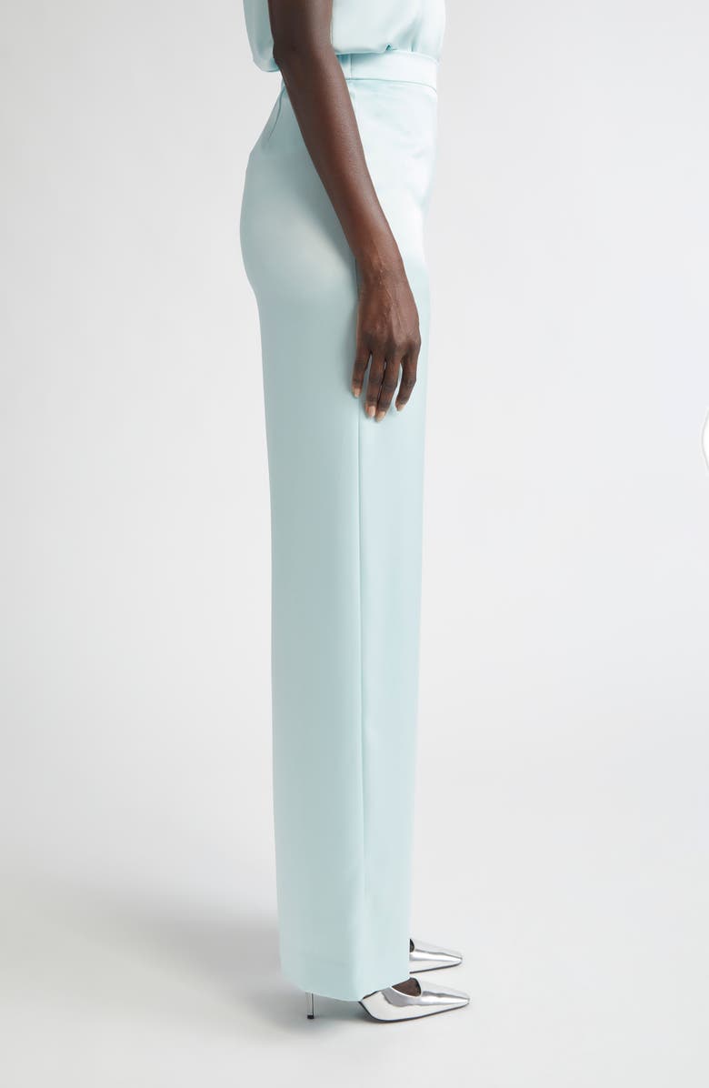 ST. JOHN Kate Liquid Satin Pants, Alternate, color, Aqua