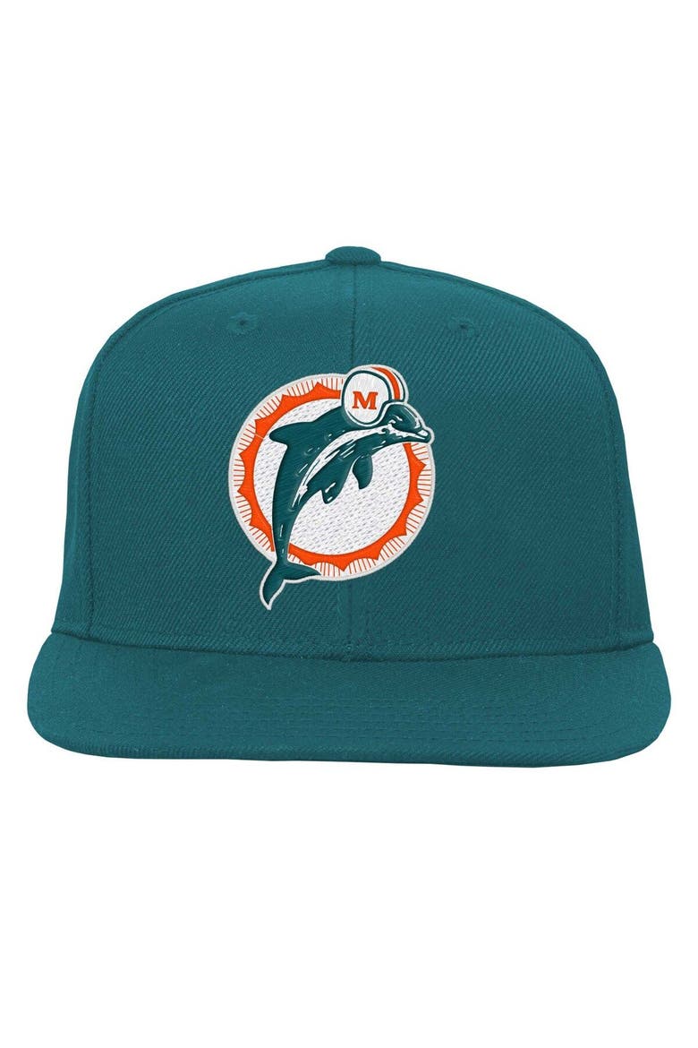 Youth Mitchell & Ness Aqua Miami Dolphins Gridiron Classics Ground Snapback Hat, Alternate, color, Aqua