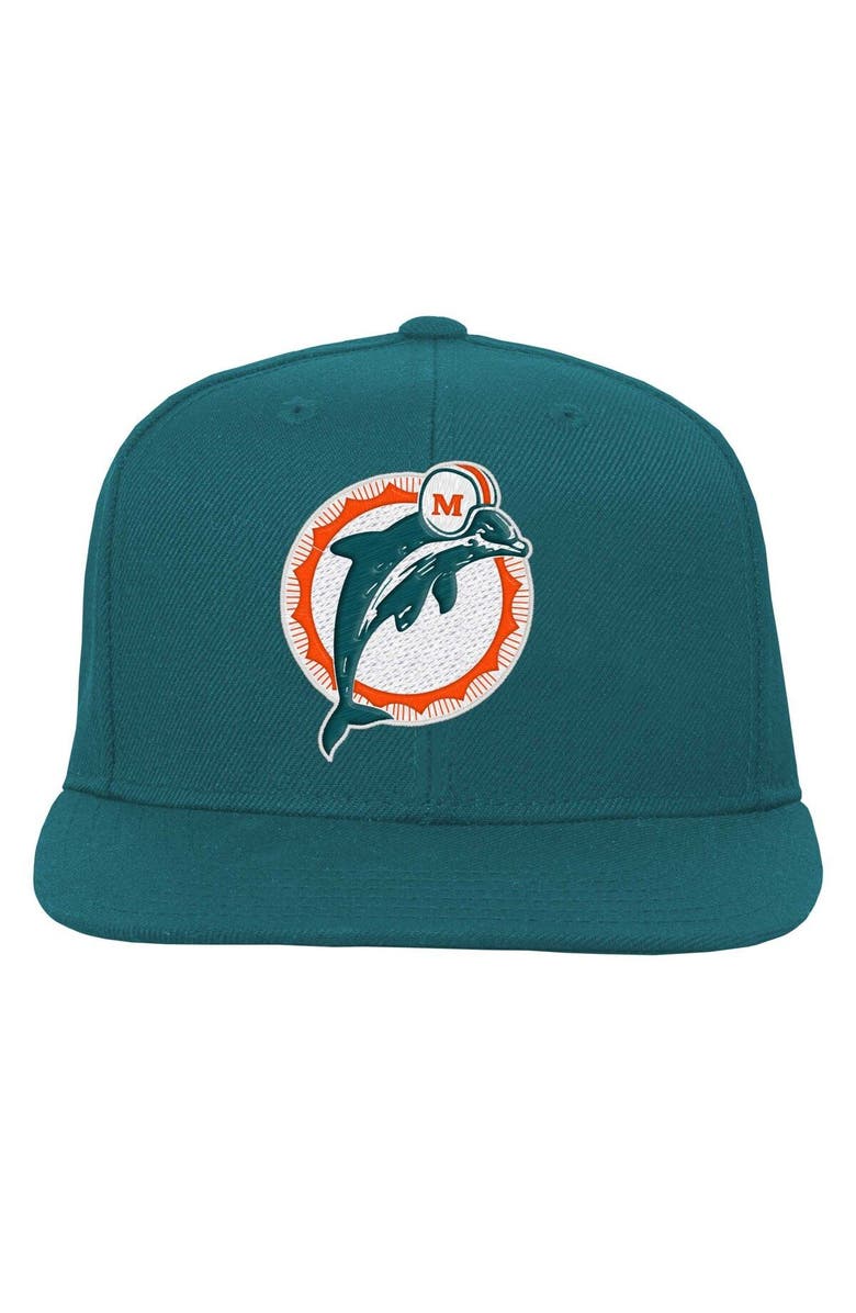Mitchell & Ness Youth Mitchell & Ness Aqua Miami Dolphins Gridiron Classics Ground Snapback Hat, Alternate, color, Aqua