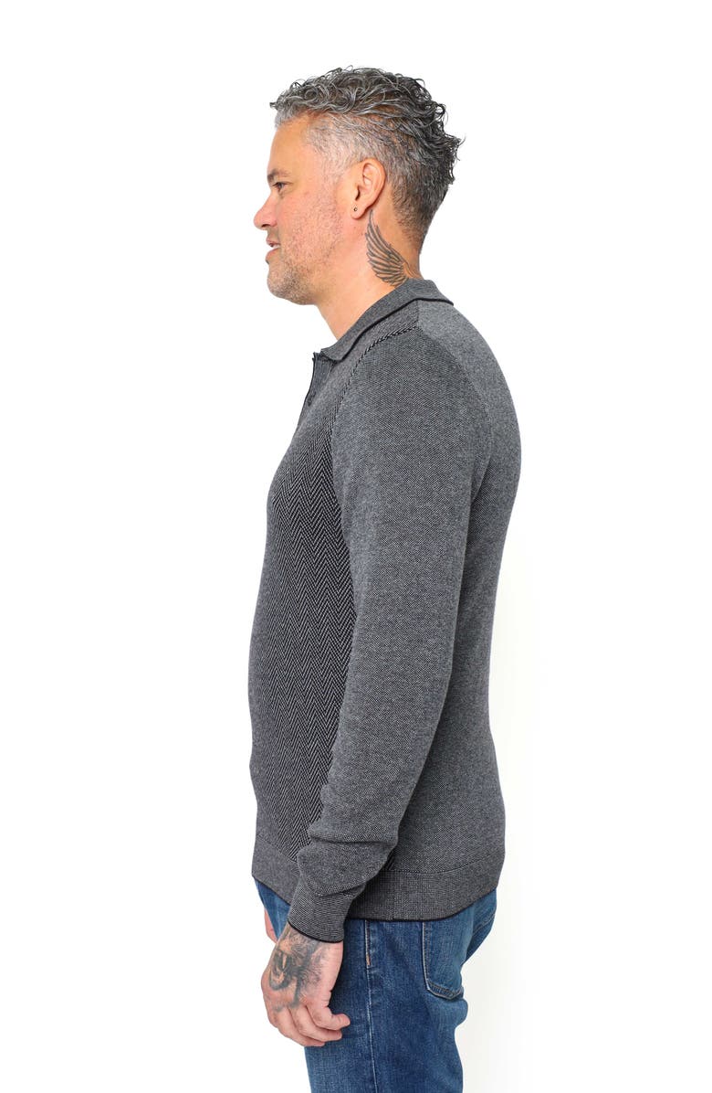 VELLAPAIS Mataro Herringbone Long Sleeve Polo, Alternate, color, 