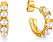 Atolea Mini Pearl Huggies Earrings