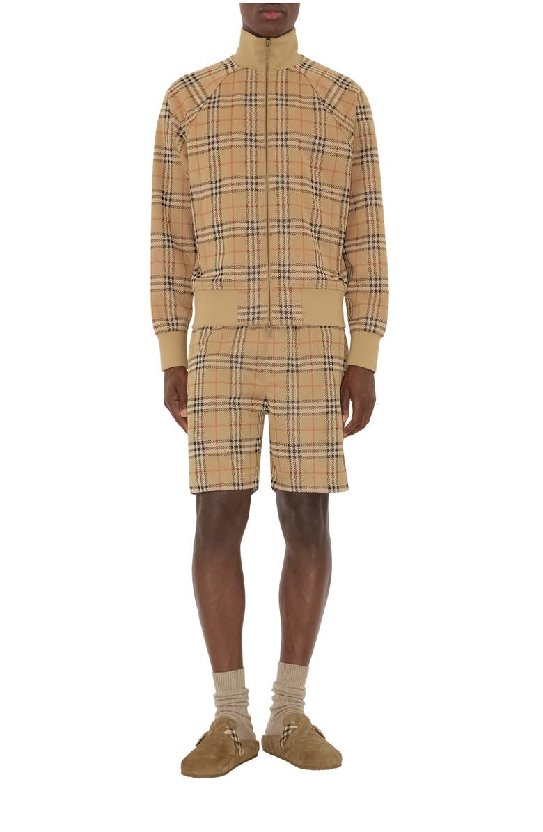 Burberry Check Track Jacket, Main, color, Sand