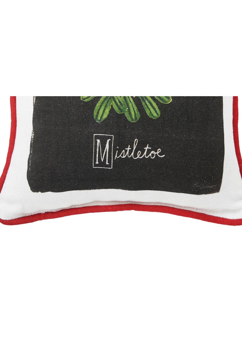 Christmas Mistletoe Alphabet 100% Cotton Printed Mini Accent Pillow 8" x 8", Alternate, color, Black