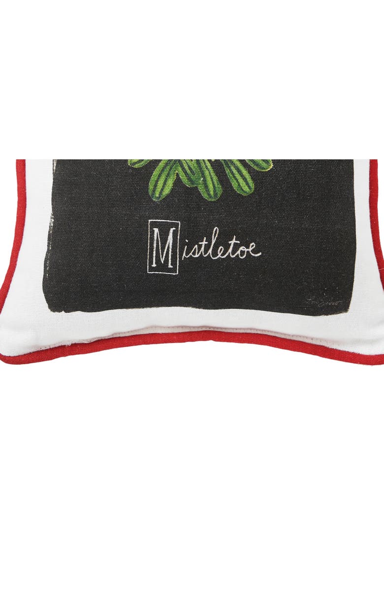 C&F Home Christmas Mistletoe Alphabet 100% Cotton Printed Mini Accent Pillow 8" x 8", Alternate, color, Black