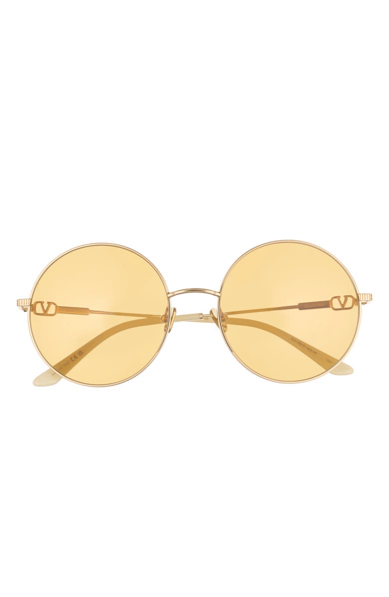 Valentino 50mm Round Sunglasses, Main, color, Gold Gold Amber