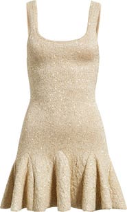 LoveShackFancy Sarajane Metallic Flounce Hem Minidress