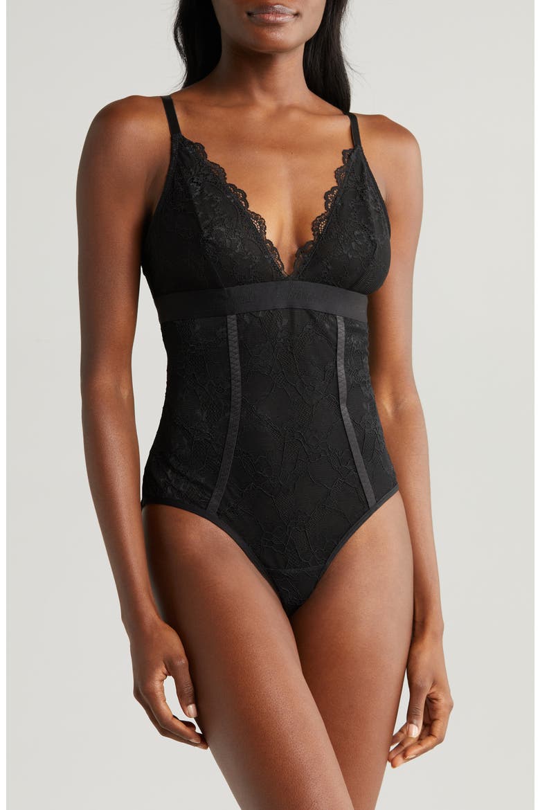 Lace Bodysuit, Main, color, BLACK