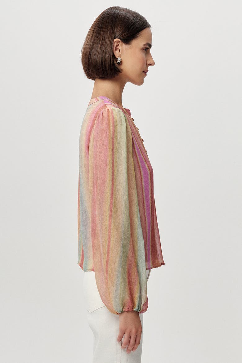Armynel  Round Neck Long Sleeve  Striped Blouse, Alternate, color, Multi Color