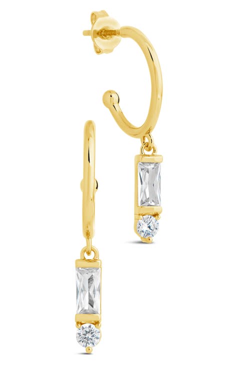 Teigen CZ Drop Hoop Earrings