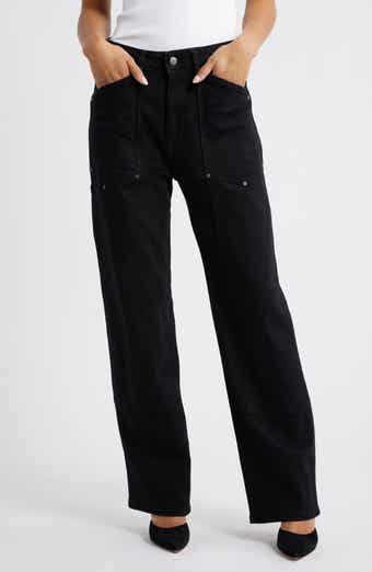 WARP+WEFT SAT '90s High Waist Relaxed Straight Leg Utility Jeans