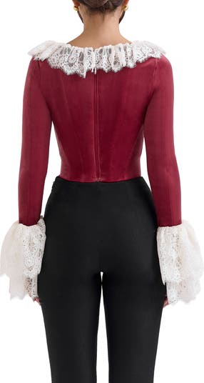 Jacinda Ruffle Velvet Corset Top