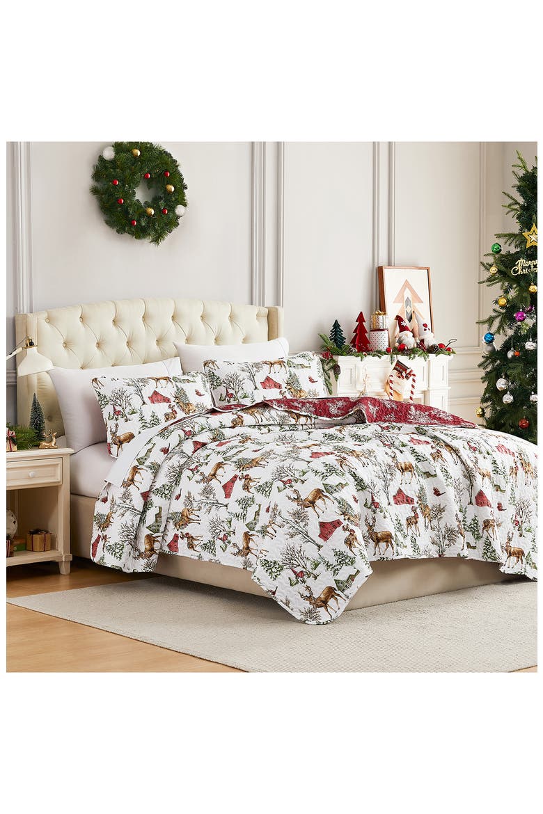 White Christmas Oversize Holiday Quilt Set, Alternate, color, WHITE CHRISTMAS