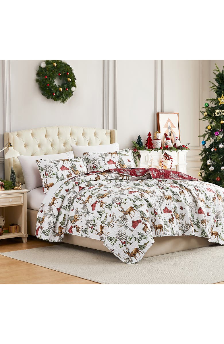SOUTHSHORE FINE LINENS White Christmas Oversize Holiday Quilt Set, Alternate, color, White Christmas