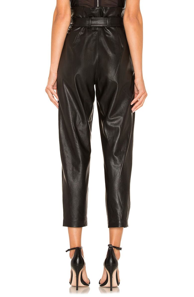 MAX STUDIO Vegan Leather Paperbag Waist Pants, Alternate, color, 