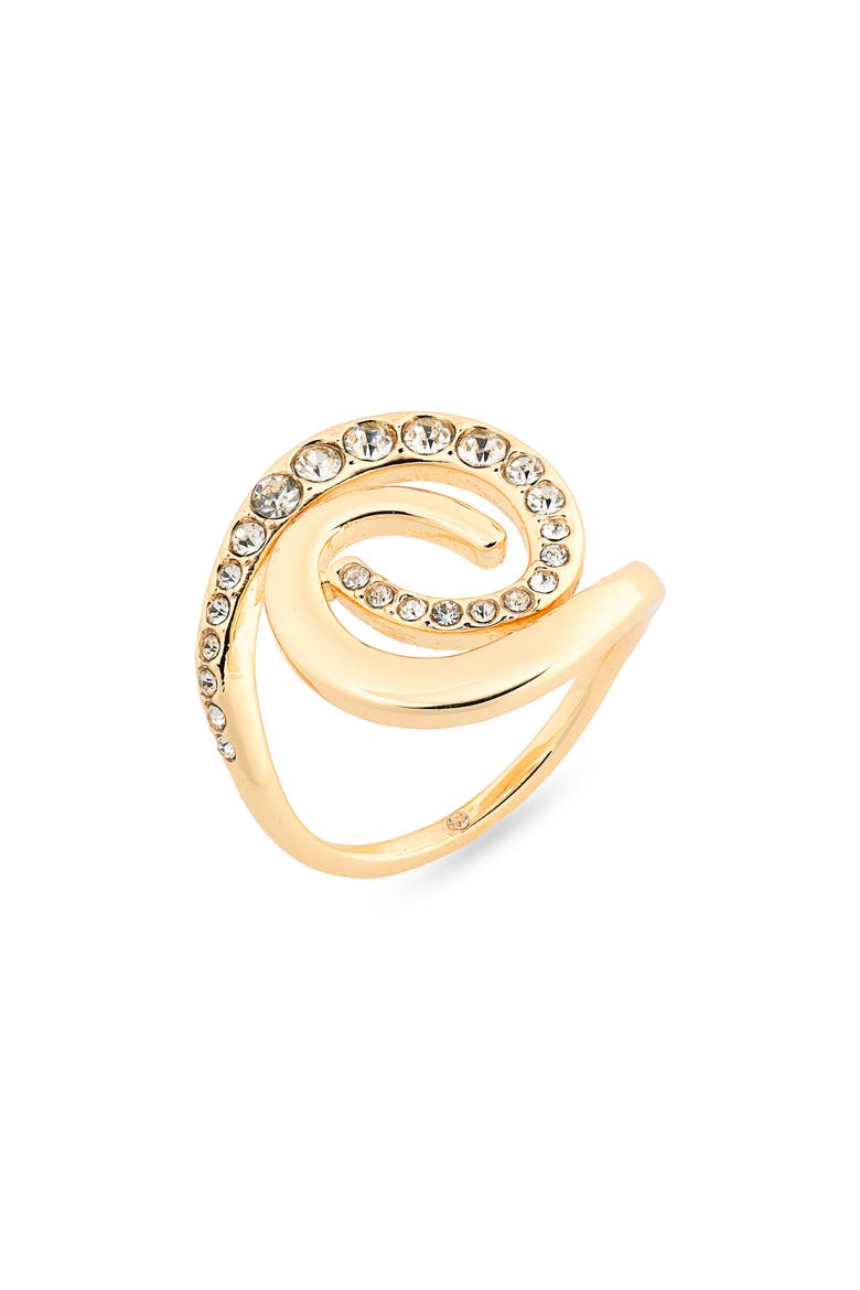 Cubic Zirconia Spiral Ring, Main, color, CLEAR- GOLD