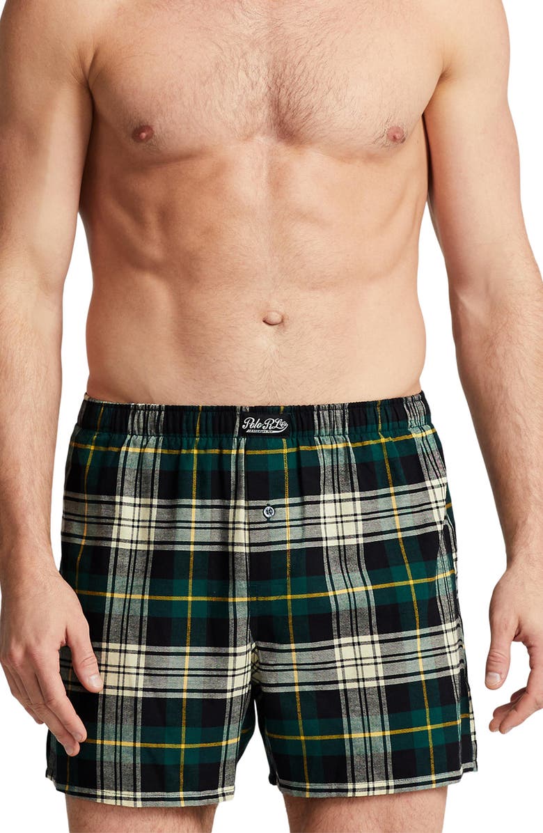 Polo Ralph Lauren Plaid Cotton Flannel Boxers, Main, color, 