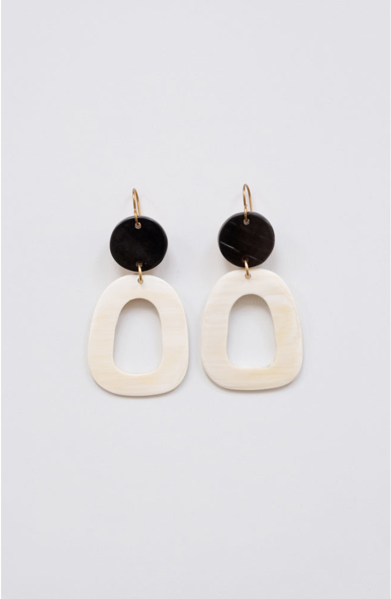 Maadili Collective Open Oblong Earrings, Main, color, Black & White