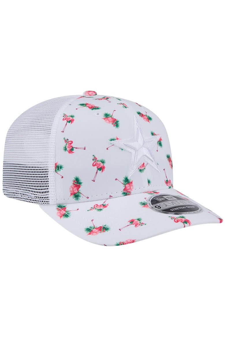 Men's New Era White Dallas Cowboys Adventure Flamingo Pattern 9SEVENTY Stretch-Snap Hat, Alternate, color, White
