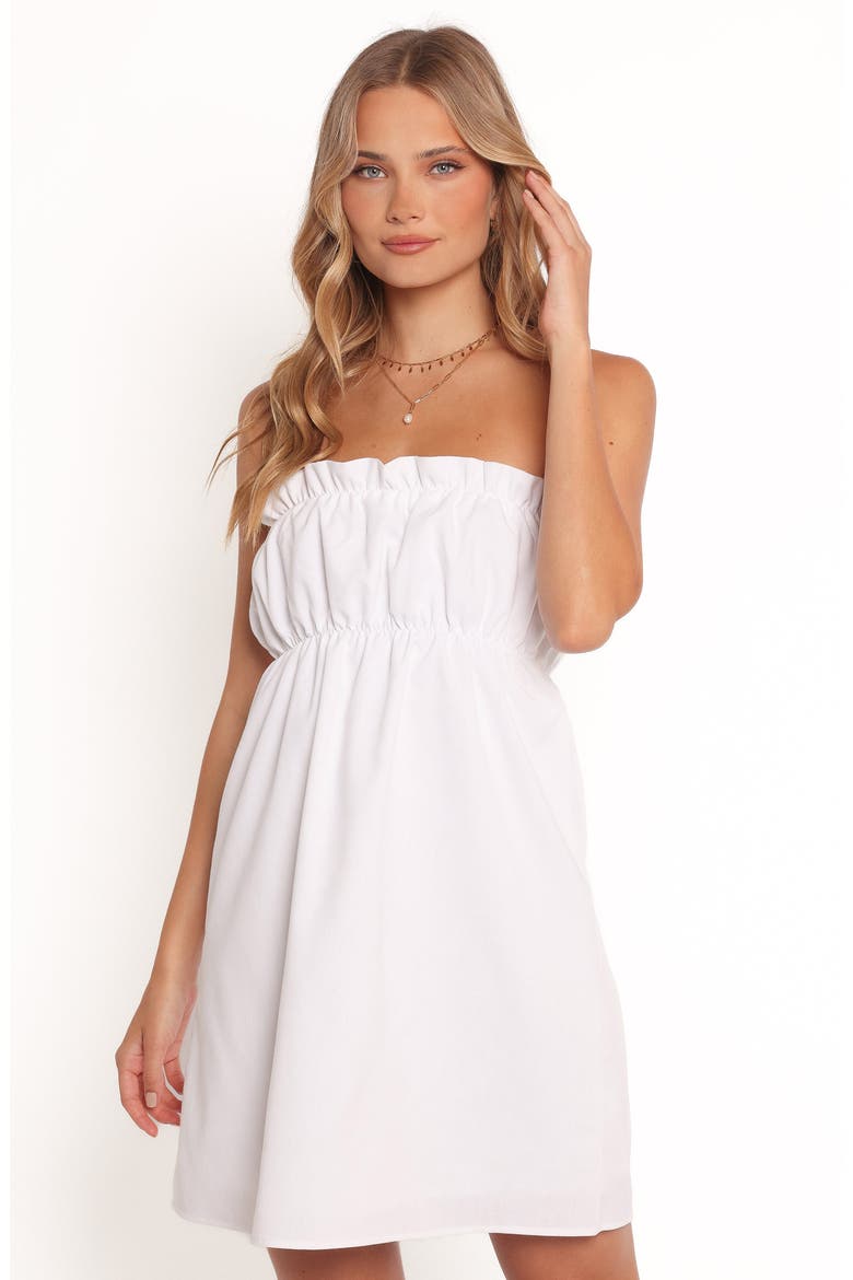 Stratton Strapless Babydoll Dress, Alternate, color, WHITE