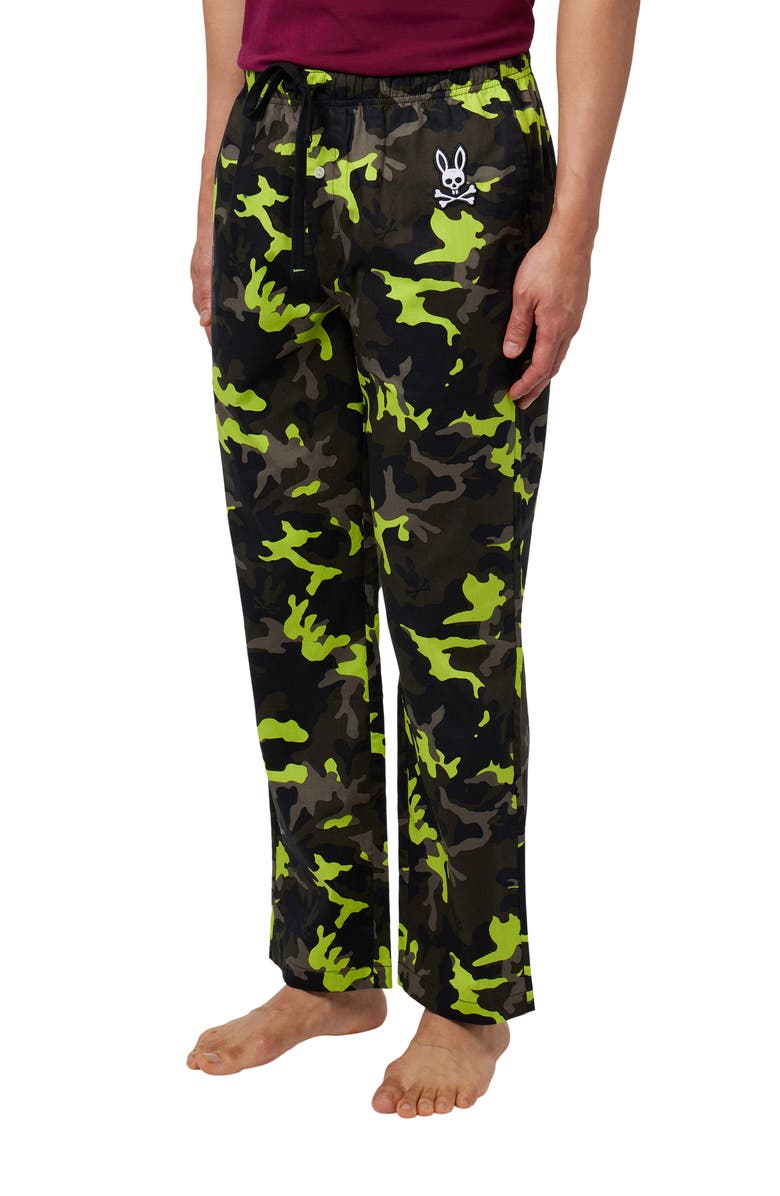 Psycho Bunny Camouflage Print Cotton Poplin Lounge Pants, Alternate, color,