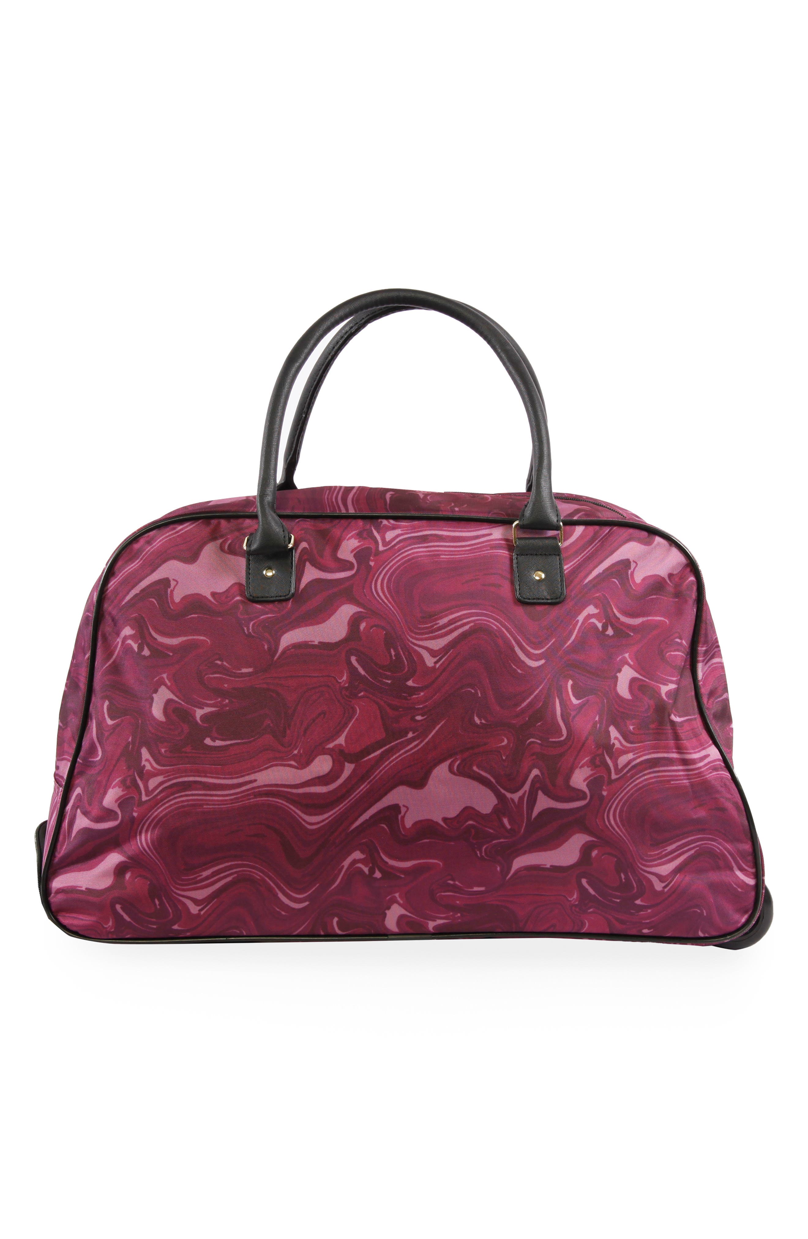 Libra Rolling Duffle Bag, Alternate, color, BURGUNDY MARBLE