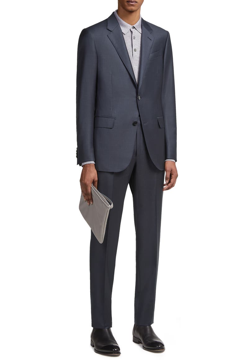 Pin Dot Trofeo Milano Wool Suit, Main, color, NAVY