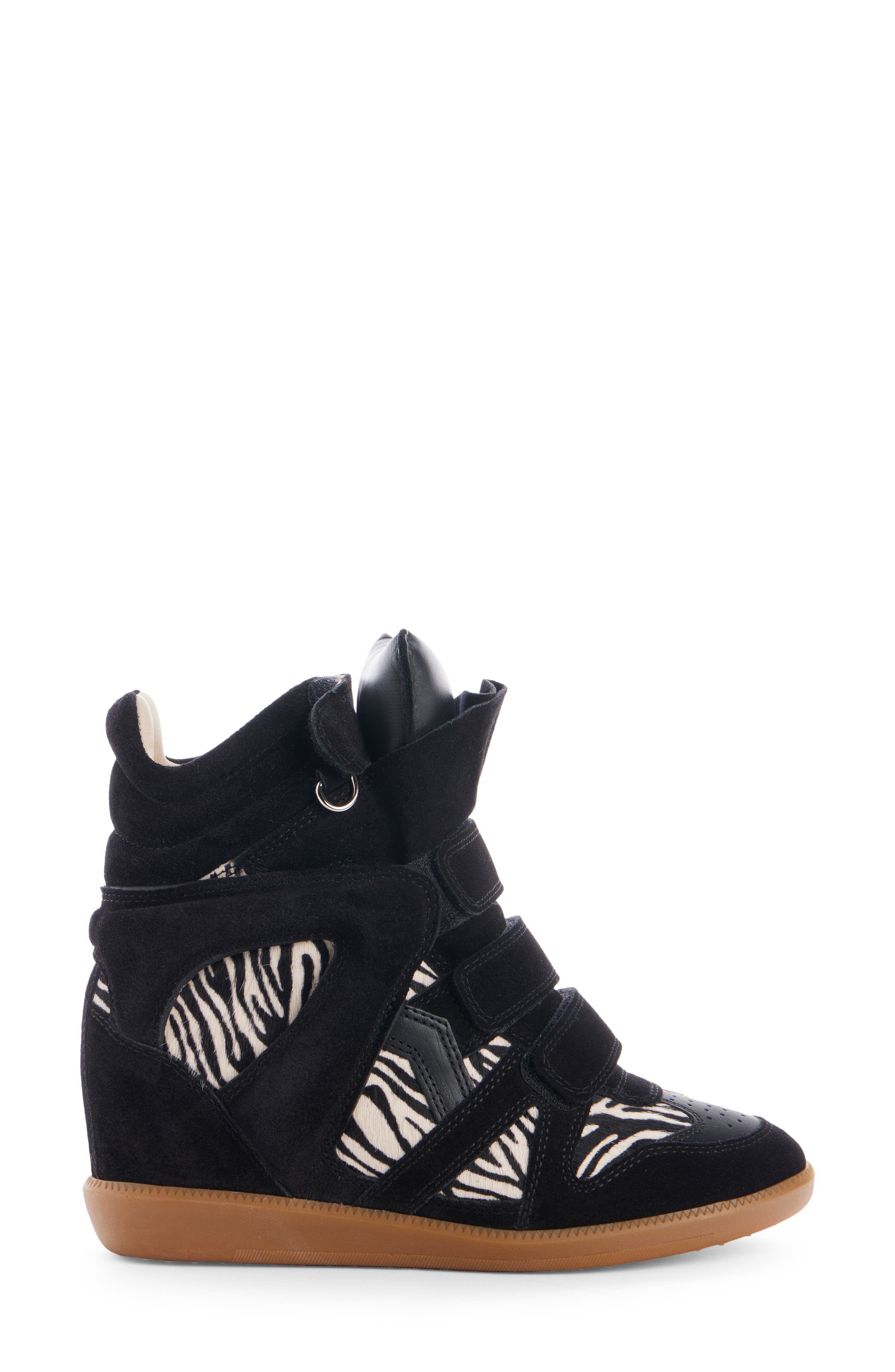 Bekett High Top Wedge Sneaker, Alternate, color, BLACK/ ZEBRA