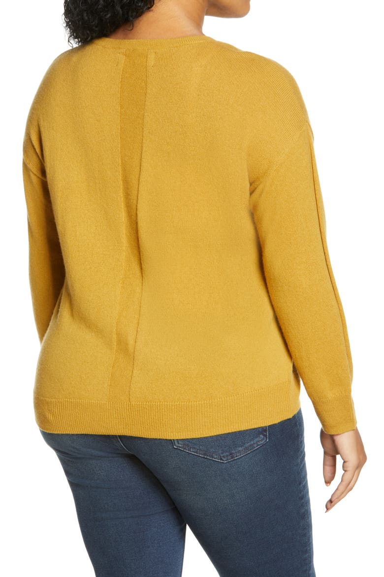 V-Neck Wool & Cashmere Sweater, Alternate, color, GOLDEN MUSTARD