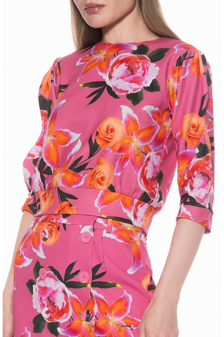 Bebe Three-Quarter Sleeve Sweatshirt, Alternate, color, PINK FLORAL