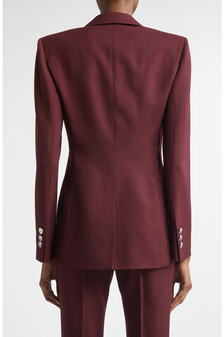 Single Breasted Stretch Virgin Wool Gabardine Blazer, Alternate, color, BURGUNDY