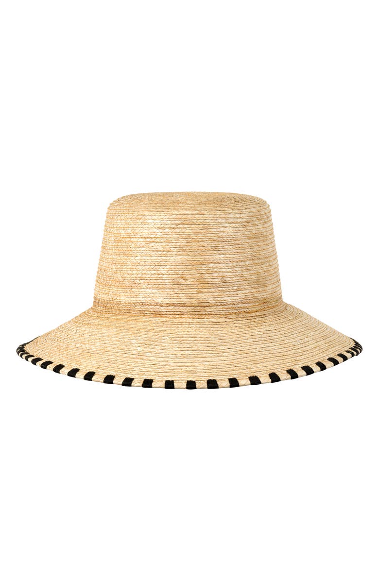 Sunshine Tienda Jakeline Palm Staw Hat, Main, color, Black