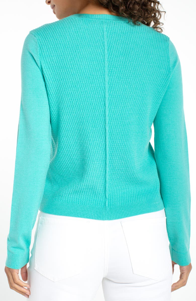 Liverpool Los Angeles Mixed Stitch Crewneck Sweater, Alternate, color, Waterfall Teal