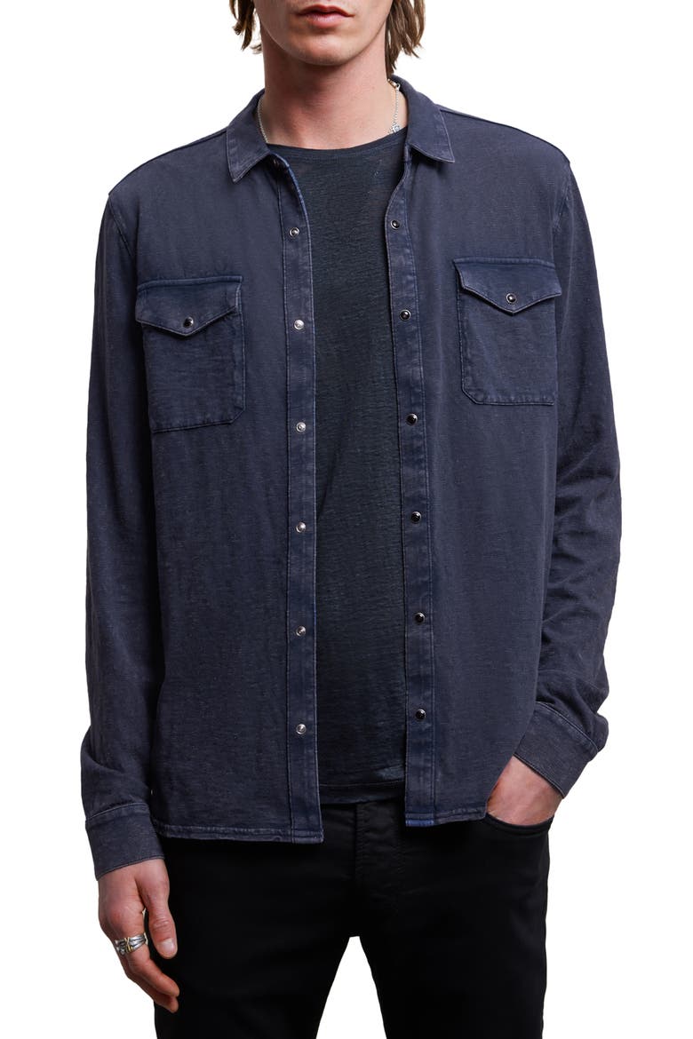 Arvon Cotton Snap-Up Western Shirt, Main, color, PACIFIC BLUE