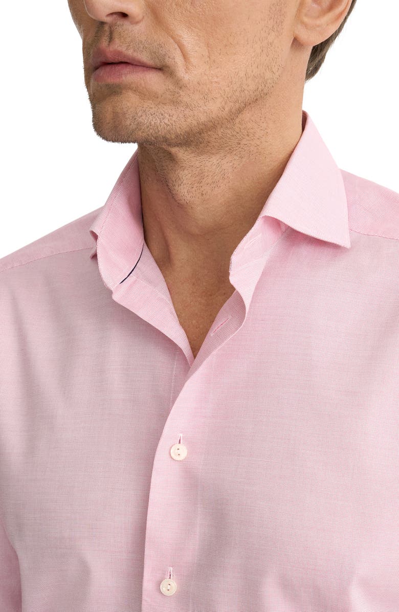 Eton Contemporary Fit Pink Microcheck Cotton Dobby Dress Shirt, Alternate, color, Medium Pink