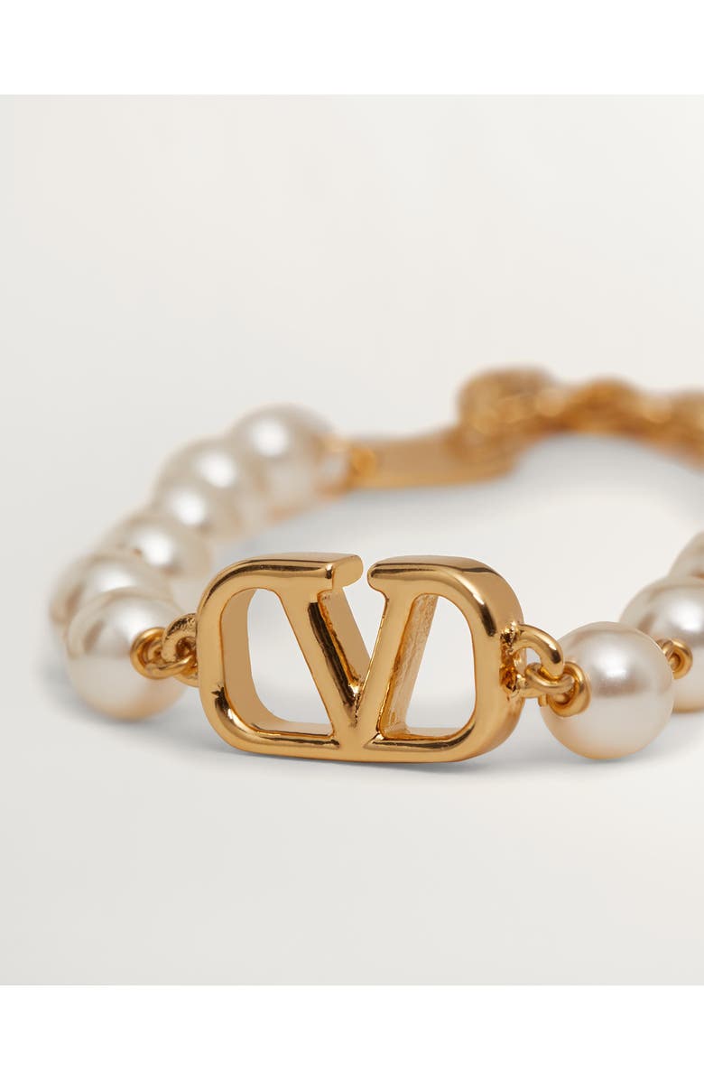 Valentino Garavani VLOGO Faux Pearl Bracelet, Alternate, color,
