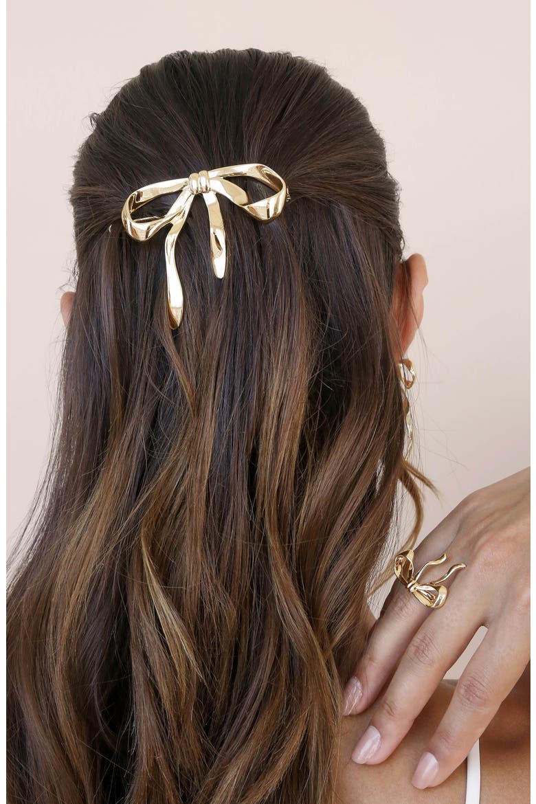 Bow Organica Barrette, Alternate, color, GOLD