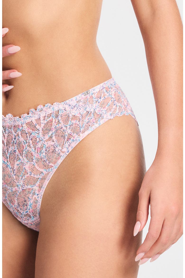Savage Not Sorry Printed Lace Cheeky Panties, Alternate, color, PINK CHERRY BLOSSOM POP