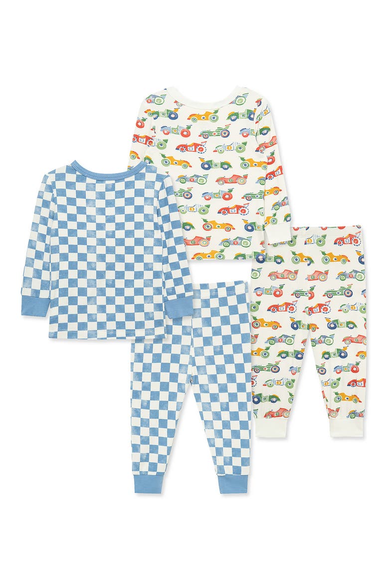 4-Piece Racecar Snug Fit Pajamas, Alternate, color, BLUE/ WHITE