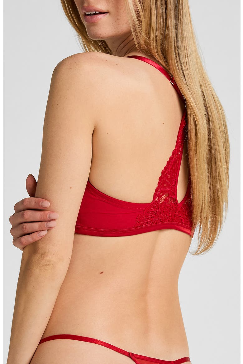 Whitney Floral Underwire Front Clasp Push-Up Bra, Alternate, color, CHILI PEPPER