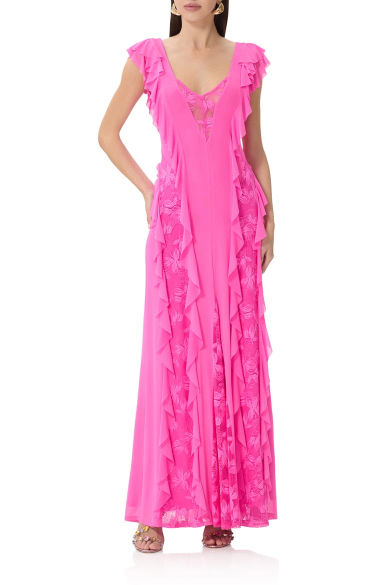 Trista Ruffle Sleeveless Dress, Main, color, BRILLIANT PINK
