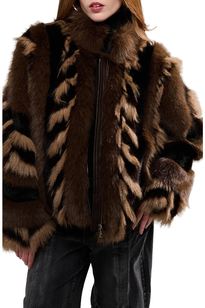Inez Faux Fur Jacket, Main, color, CHOCOLATE