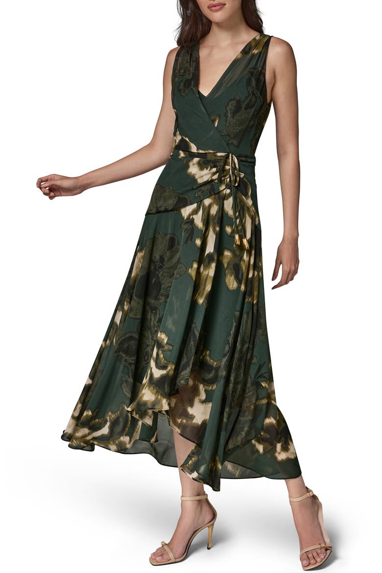 Sleeveless Faux Wrap Dress, Alternate, color, BLACK FORE