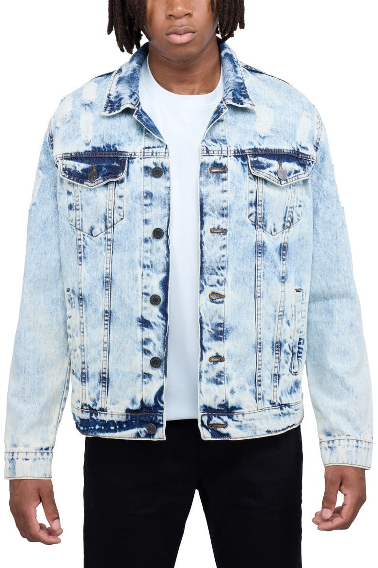 Slim Washed Denim Jacket, Main, color, ACID STONE
