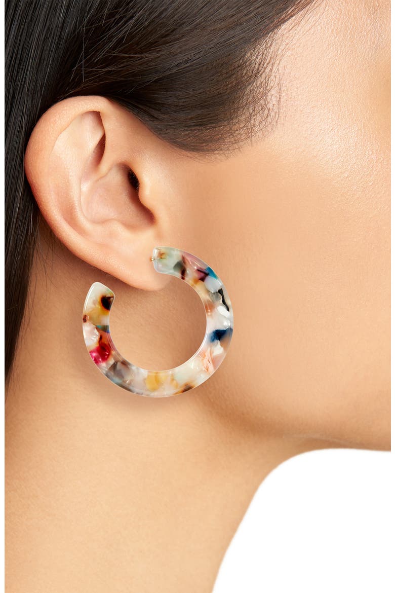 Acetate Hoop Earrings, Alternate, color, MULTI COLOR TORT