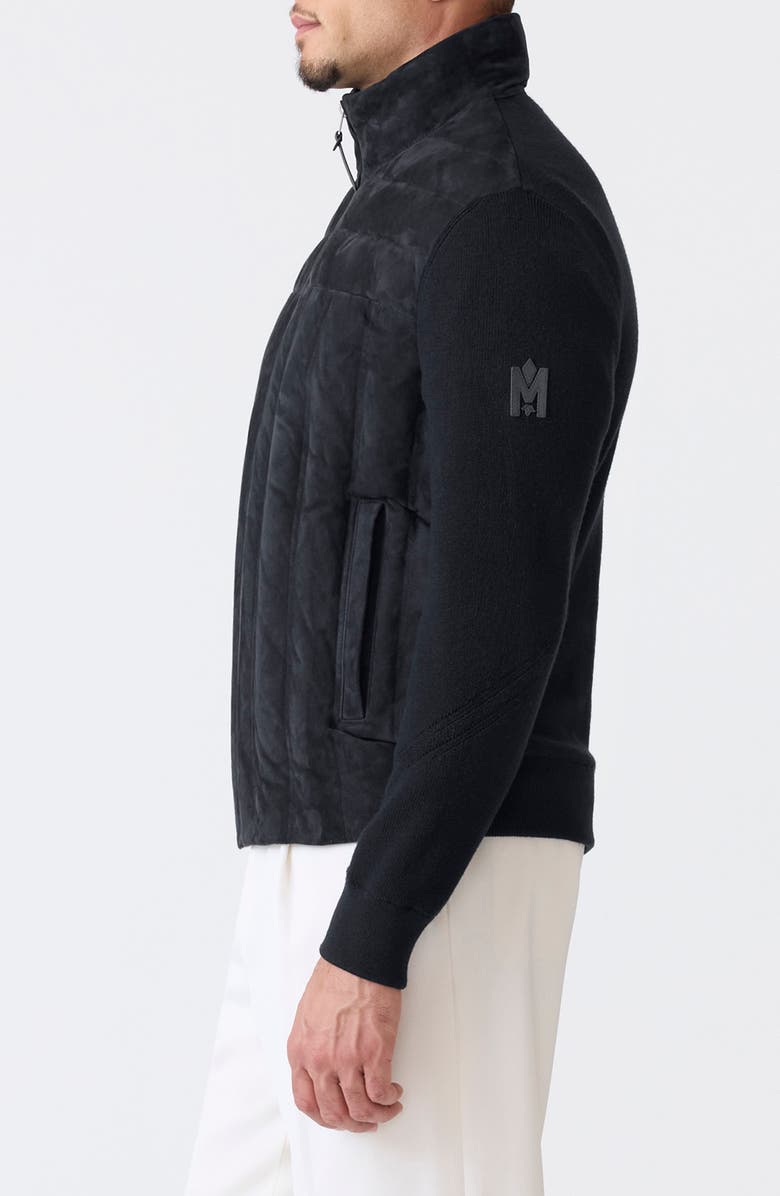 Mackage Landen Suede & Merino Wool Hybrid Down Jacket with Bib, Alternate, color, Navy