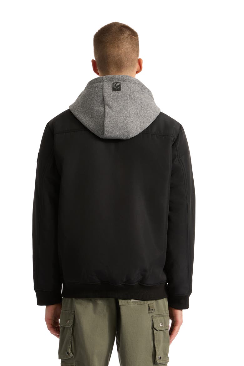 Men's Don't Give Up Faux Shearling Varsity Jacket, Alternate, color, Black/Grey Marled