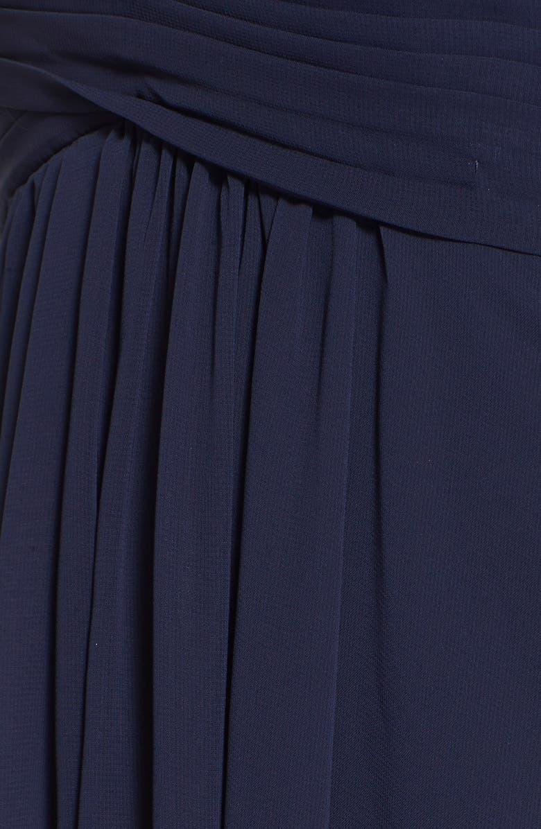 Eliza J Embellished Tiered Chiffon Halter Gown, Alternate, color, Midnight Navy