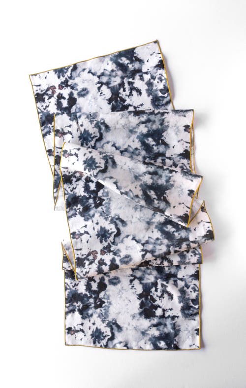 Goldie Home Grey Marble Runner In Gold Trim