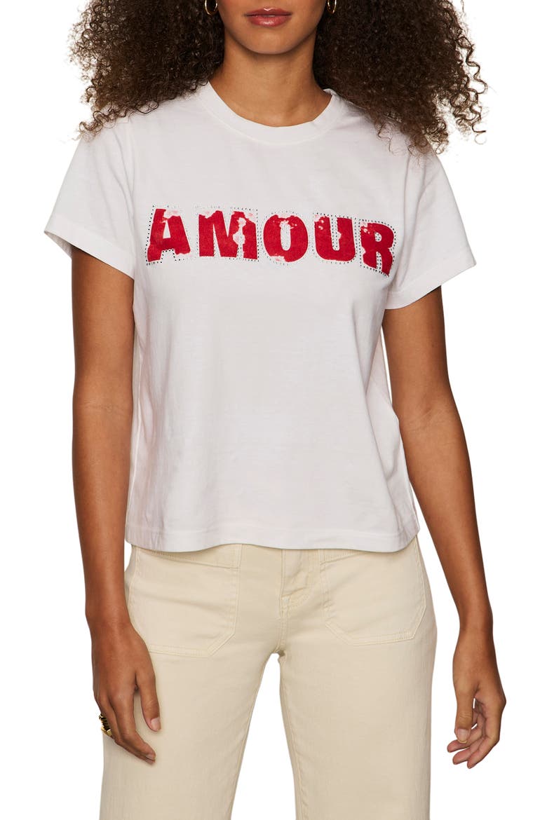 Organic Cotton T-Shirt, Main, color, WHITE/ CHERRY LACQUER