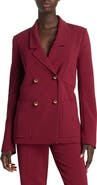 ST. JOHN Double Breasted Stretch Cady Blazer